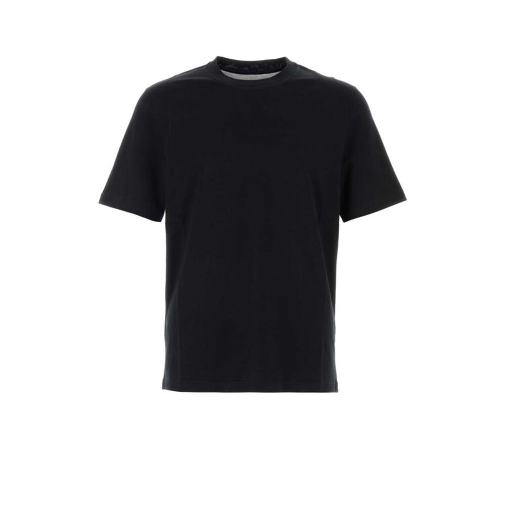 Brunello Cucinelli Men Black Cotton T-Shirt